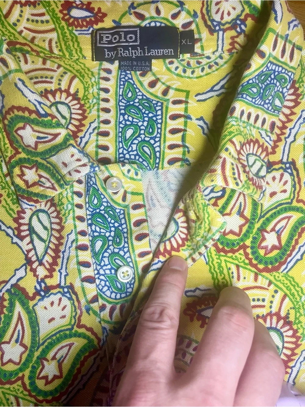 Rare Polo by Ralph Lauren Yellow Paisley Short-Sleeve button up shirt.